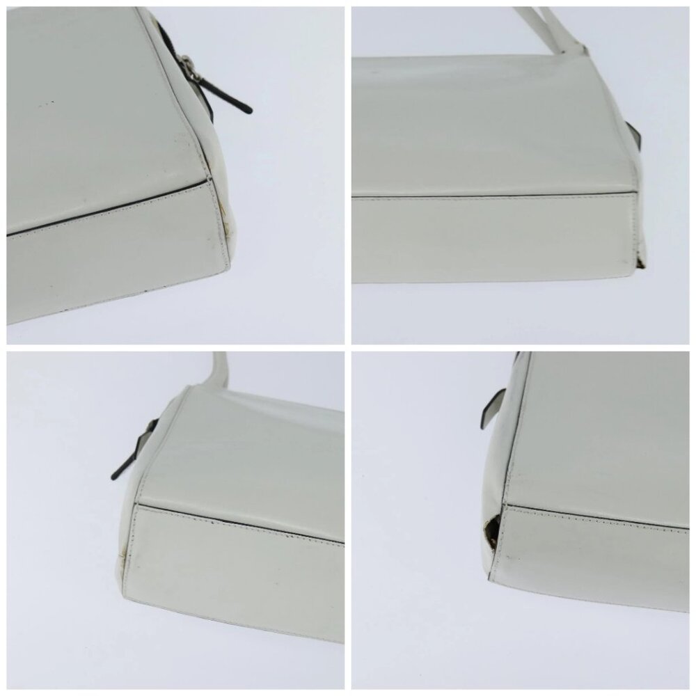 PRADA Tote Bag Leather White Silver Auth 150139 - Picture 16 of 16